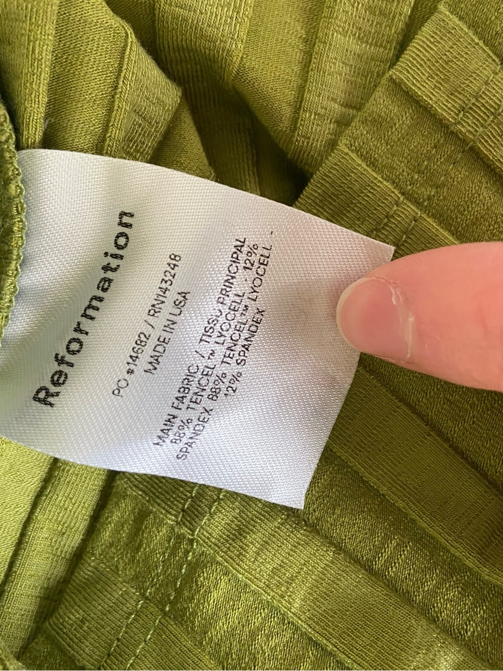 Reformation Olive Green Ribbed Mini Dress - Picture 6 of 8